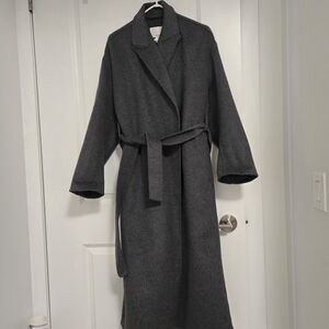 H&M Gray Belted Wool Coat